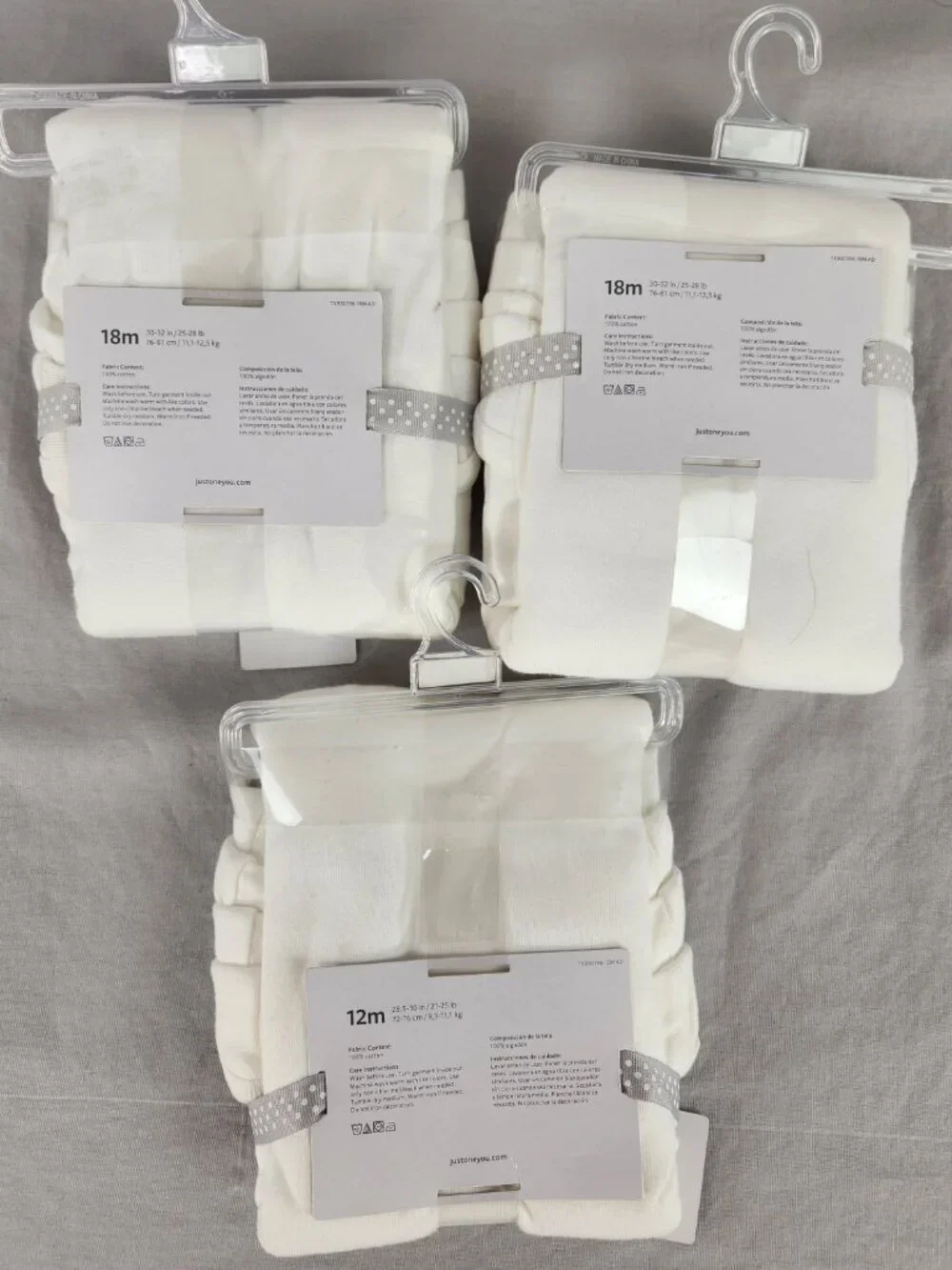 Lot of 3 Just One You By Carters Infant Body Suits 12mo and 18mo White 4 in each